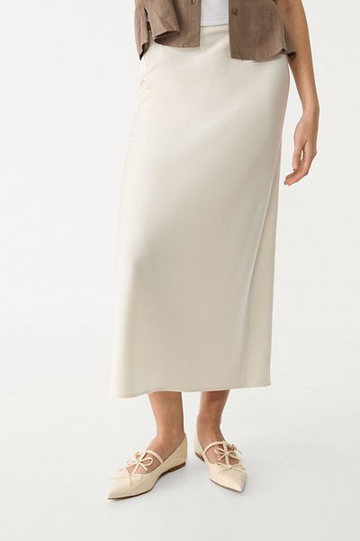 Stradivarius Satin midi skirt