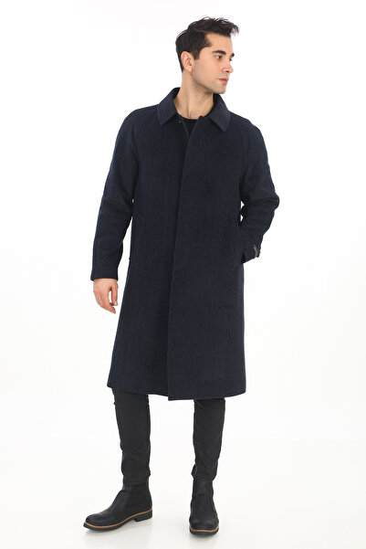 ŞAN GİYİM 1030 Erkek Balıksırtı Lacivert Bebe Yaka Reglan Kol 110 Boy Palto