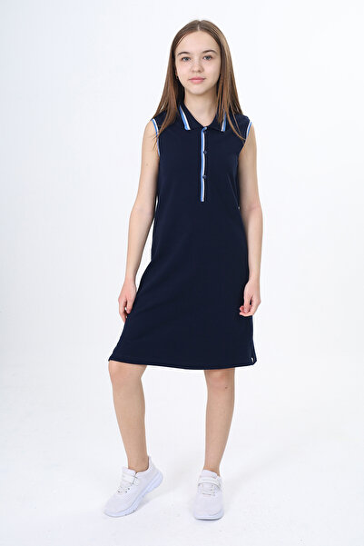 Toontoy Rochie Garni detaliată cu guler polo pentru fete