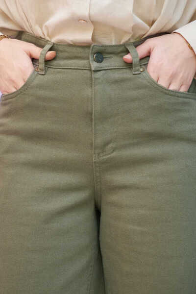 Neways 1162-Parça Boyalı Denim  Pantolon Haki