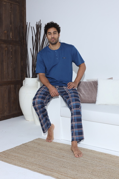 CALİA Ανδρικό καλοκαιρινό κοντομάνικο χτενισμένο βαμβακερό σετ πιτζάμες