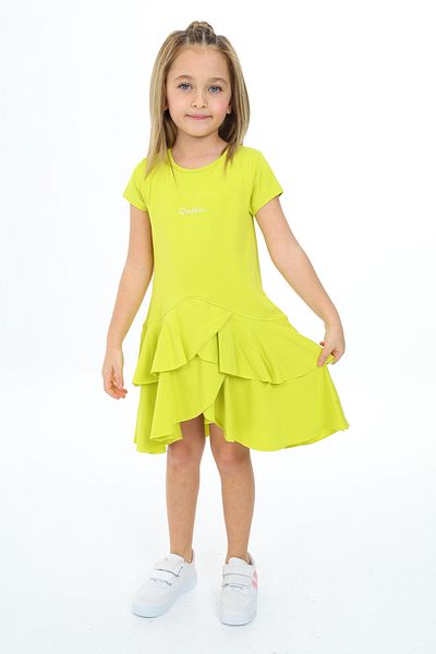 Toontoy Girl's Ruffle Detailed Embroidered Dress