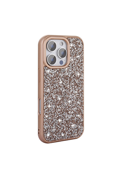Nezih Case Apple iPhone 16 Pro Uyumlu Parlak Taşlı Tasarım Parıltılı Kapak Kılıf