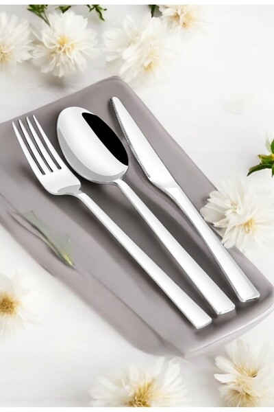 Gökdil طقم شوكة وملعقة وسكين فولاذي عادي 36 قطعة من توانا لـ 12 شخصًا