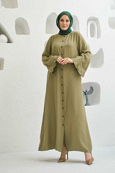 Neways 6587-Denim Frilly Sleeves Khaki Ferace