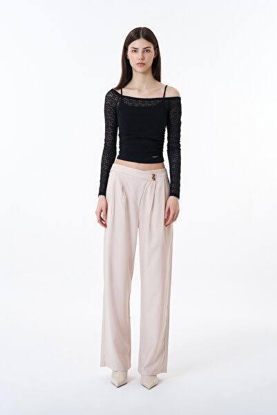 Quzu Кам'яний колір Кнопка Палаццо Штани