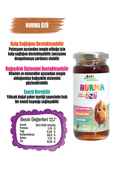 Baby World Natural Hurma Özü 315 Gr +6 Ay