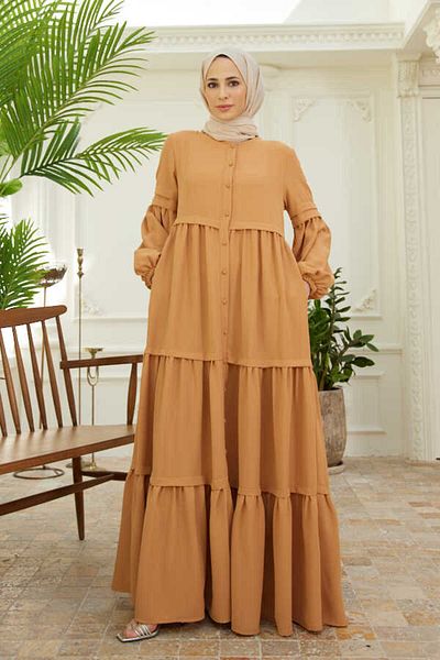 Neways 6549-berlin Buttoned Gathered Ferace Camel