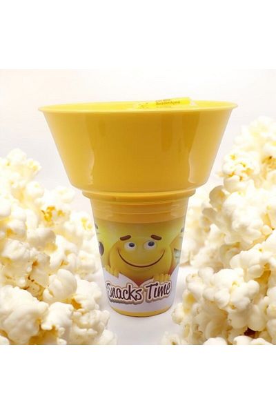 Ditmo Tuffex Licensed Corn Chips and Snack Bucket Glass with Straw - Emoji