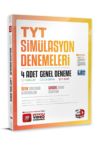 Açı Yayınları 3D TYT 4'Lü Simülasyon Genel Deneme / 1 Kolay 2 Orta 1 Zor Dene...