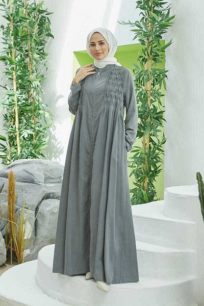 Neways 6627- Crocheted Zippered Ferace Gray