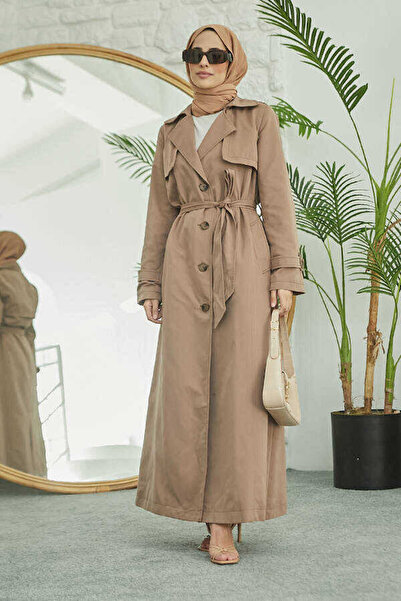 Neways 6604- Uzun TRENCH Trençkot Vizon