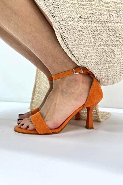 inizio Orange Suede Single Strap Shoes Lk210