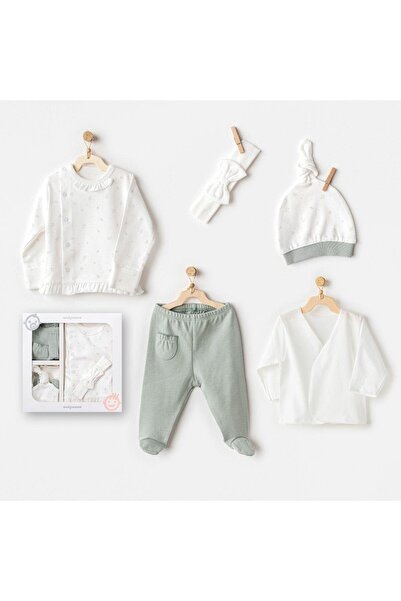 andywawa 25130 Kız Bebek Yeşil Cute Bear 5 Li Hastane Çıkış Seti