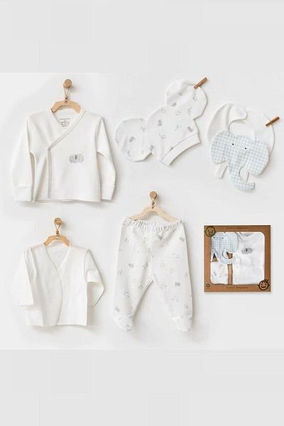 andywawa 25260 طقم خروج من المستشفى مكون من 5 قطع من Baby Boy Ecru The Zoo S Balboa