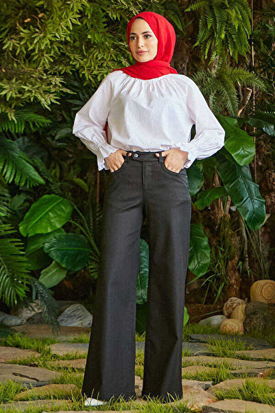 Neways Black Denim Wide Leg Trousers - 1067