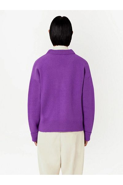 Ami Logo-Intarsia Wool Cardigan