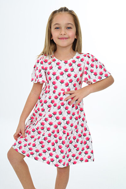 Toontoy Пълна рокля с принт на лале за момиче