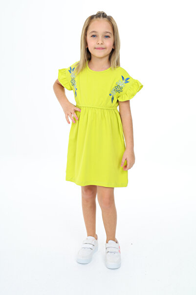 Toontoy Φόρεμα για κορίτσια με κεντημένο μανίκι με λεπτομέρεια βολάν