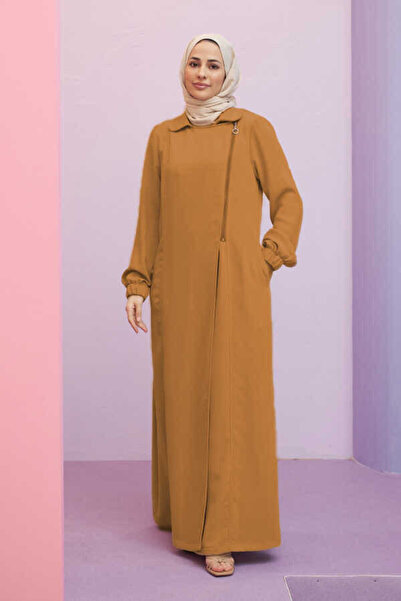 Neways 6541 موديل كريب فيريس بسحاب جانبي بلون القرفة