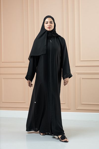 LAVİNİA Lavinia women Abaya with pleats at the front and cuffs on the sleeves. Evening / Daily black colour