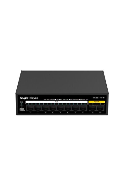 REYEE RG-ES110F-P 10 Portlu, 10/100 Fast Ethernet, Switch Tak Çalıştır, 8 Por...