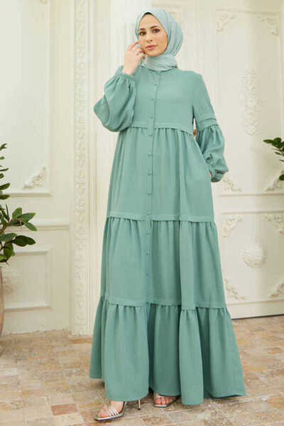 Neways 6549-Berlin Buttoned Gathered Ferace Mint Green