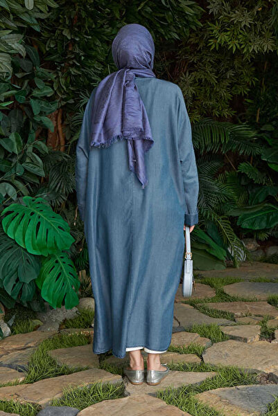 Neways 6394-denim Standart Salaş Tunik Koyu Mavi