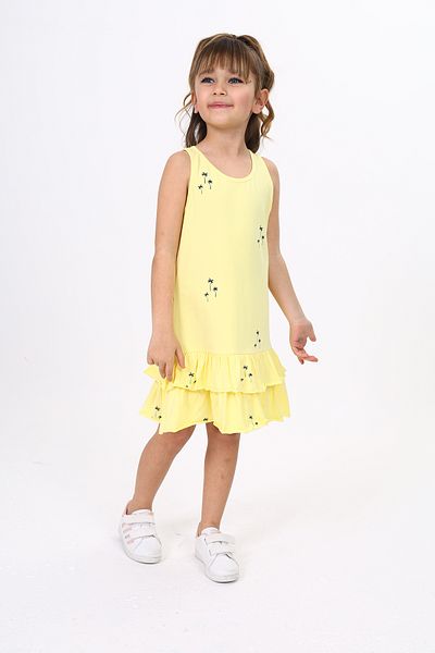 Toontoy Girls Ruffled Palm Tree Printed Dress