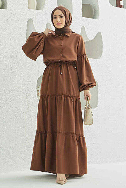 Neways 6567-Carla Büzgülü Elbise Kahve