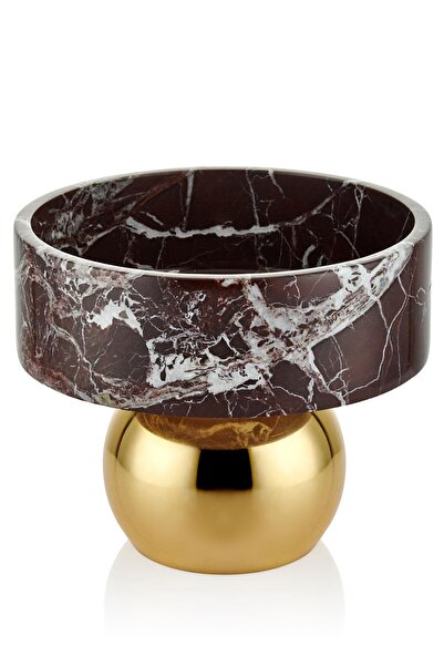 SETABIANCA Evza Vişne Mermer Ayaklı Meyvelik 24*24*22 Cm