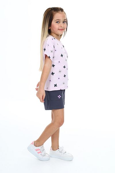 Toontoy Girl's Garni Complete Floral Print Shorts Set