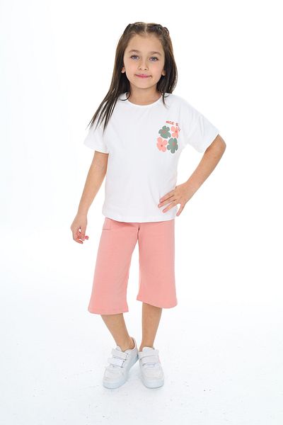 Toontoy Girl's Chest Floral Printed Nice Smell Printed Capri Suit