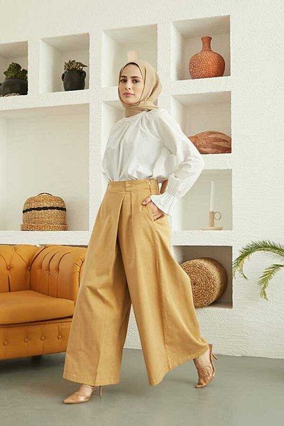 Neways Fusta pantaloni cu vopsea bucată din denim bej 1073