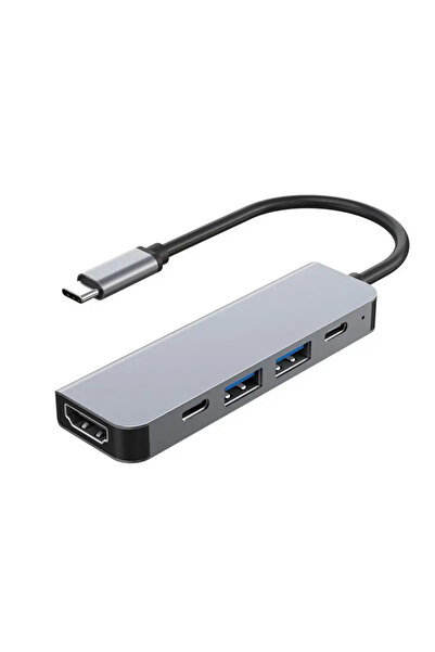 Astakos 4K@30Hz Usb Type-C 5in1 Şarj,PD,HDMI ve USB 3.0 Çoğaltıcı Adaptör 5 Portlu