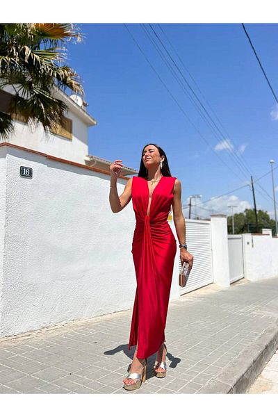 hipnoz butik Women's Padded Drape Long Dress
