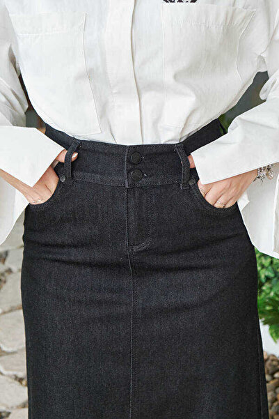 Neways 2252 Model - Denim Black Skirt, Tasseled