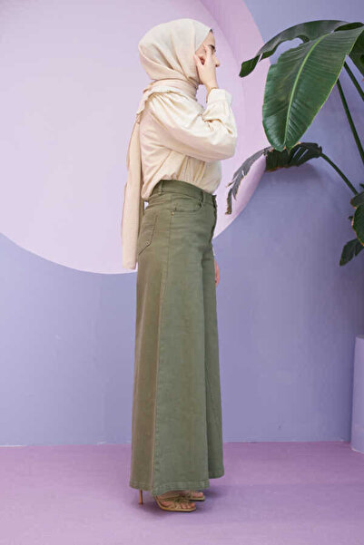 Neways 1162-Parça Boyalı Denim  Pantolon Haki