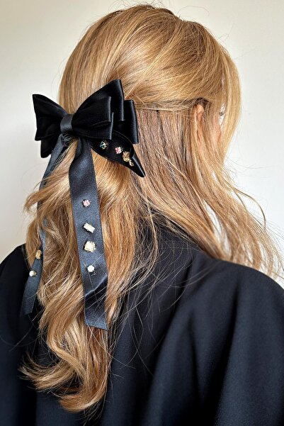 New Obsessions Luxury Satin Bow - Emily Elegant Stone Detailed Buckle