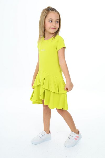 Toontoy Girl's Ruffle Detailed Embroidered Dress