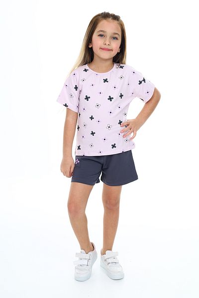 Toontoy Girl's Garni Complete Floral Print Shorts Set