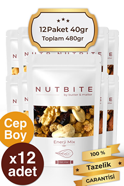NUTBITE 12'li Cep Boy Enerji Mix - 12 x 40gram cep boy paketler - Sağlıklı At...