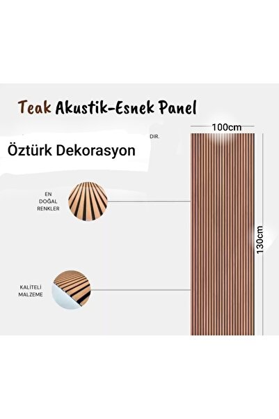 Home 100x130 Cm Teak Renginde Ahşap Akustik Duvar Paneli