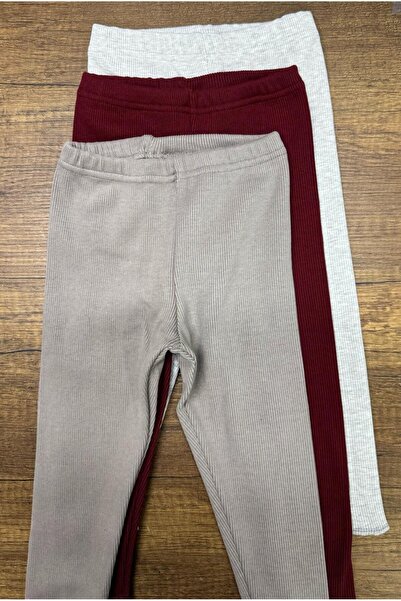 Fun Burgundy Gray Beige 3-Piece Set - Baby and Children's Leggings, Single Bottom Leggings