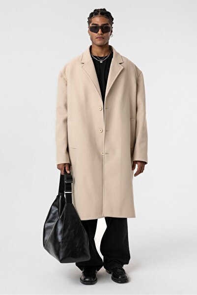 VAMOSCLO Oversize Uzun Kaşe Kaban Taş