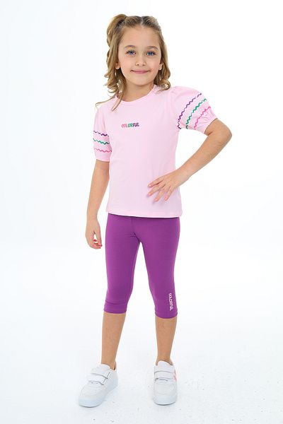 Toontoy Girl's Colorful Embroidered Capri Suit