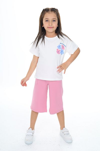 Toontoy Girl's Chest Floral Printed Nice Smell Printed Capri Suit
