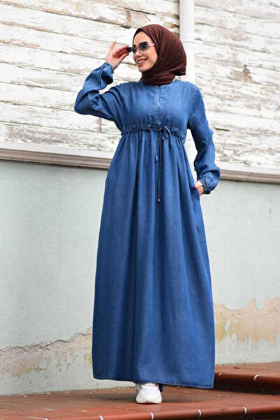 Neways 6497- فستان مزين بأربطة باللون الأزرق الداكن