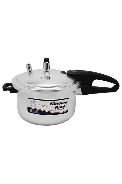 Kitchen King ( 11 Litter ) Explosion Proof Aluminum Pressure Cooker with Long Handle Steaming Plate Black/Silver