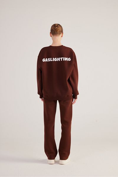 HOLLY LOLLY Unisex Oversize Gaslighting Sweatshirt - Brown